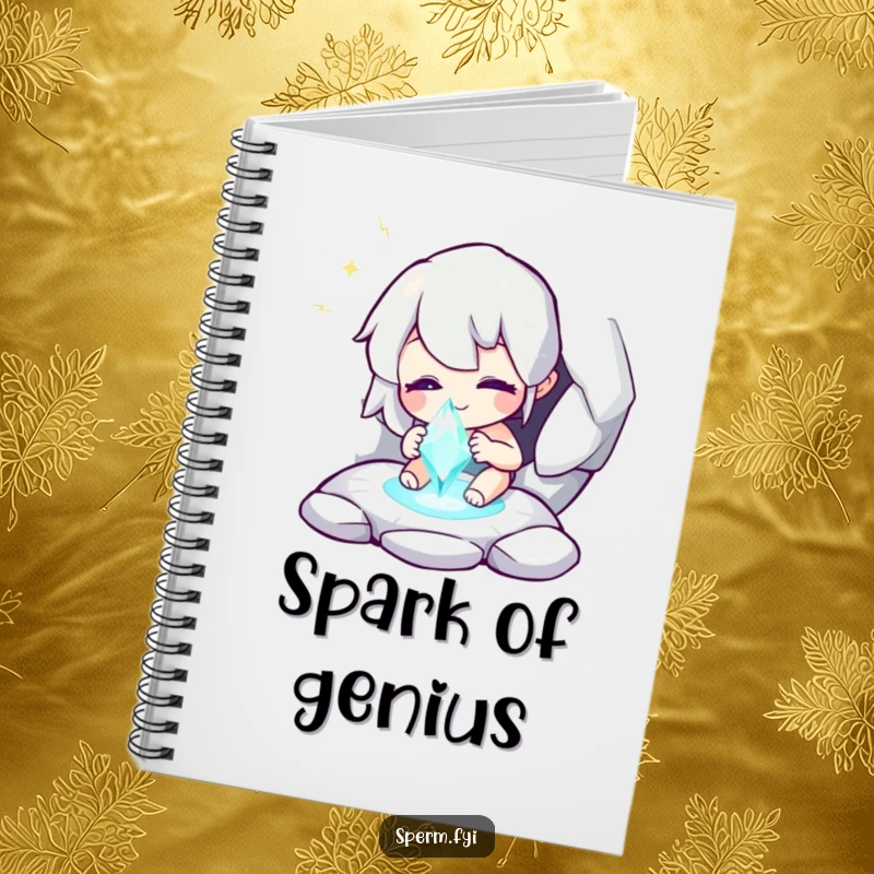 Funny notebook with a whimsical character finding a sparkling gem, perfect for jotting down creative and humorous ideas.