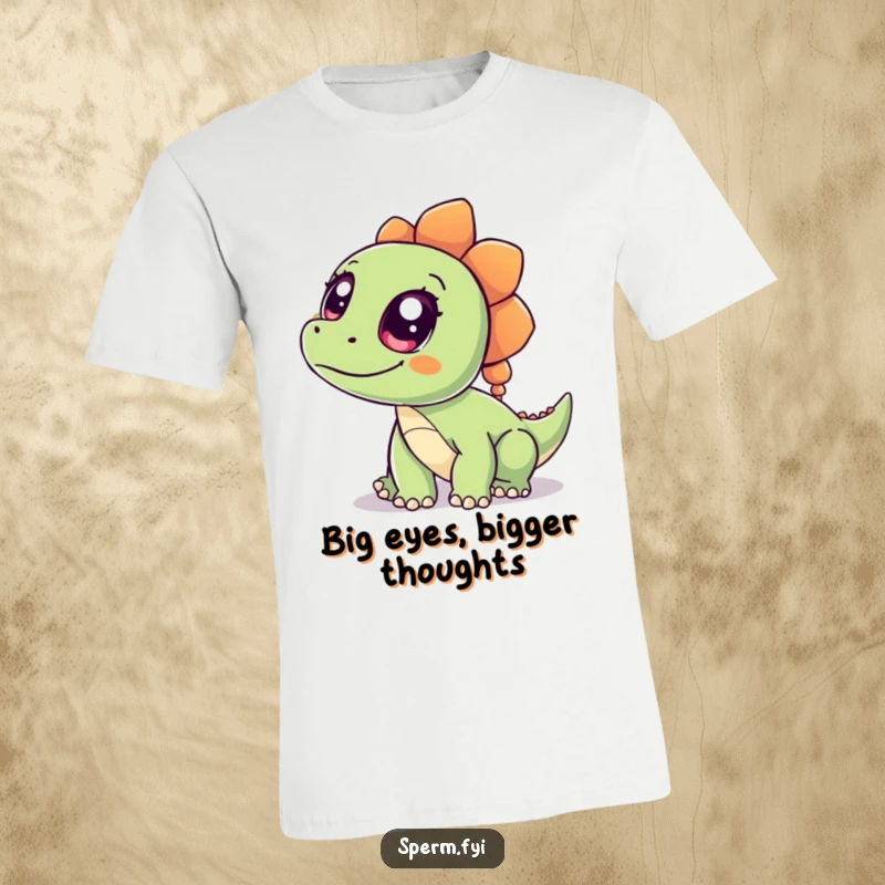Funny Dinosaur T-Shirt with a wide-eyed, curious cartoon dinosaur looking up, ideal for those who love humor and prehistoric pals.