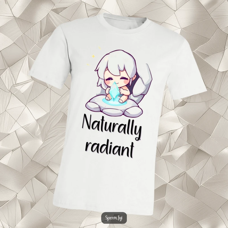 Funny t-shirt featuring a whimsical character joyfully finding a sparkling hidden gem, perfect for adventurers.