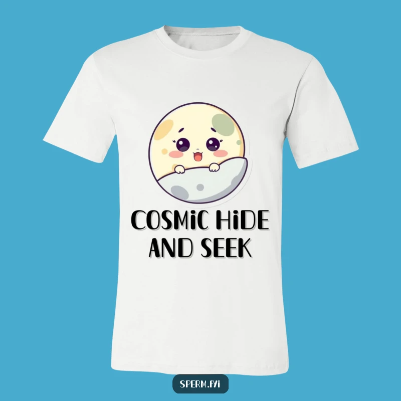 Funny Moon Peeking T-Shirt: Cute Surprise Space Character Tee, Ideal Funny Gift!