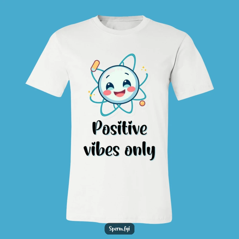 Funny Smiling Atom Spin Tee - Energetic & Humorous Science Shirt