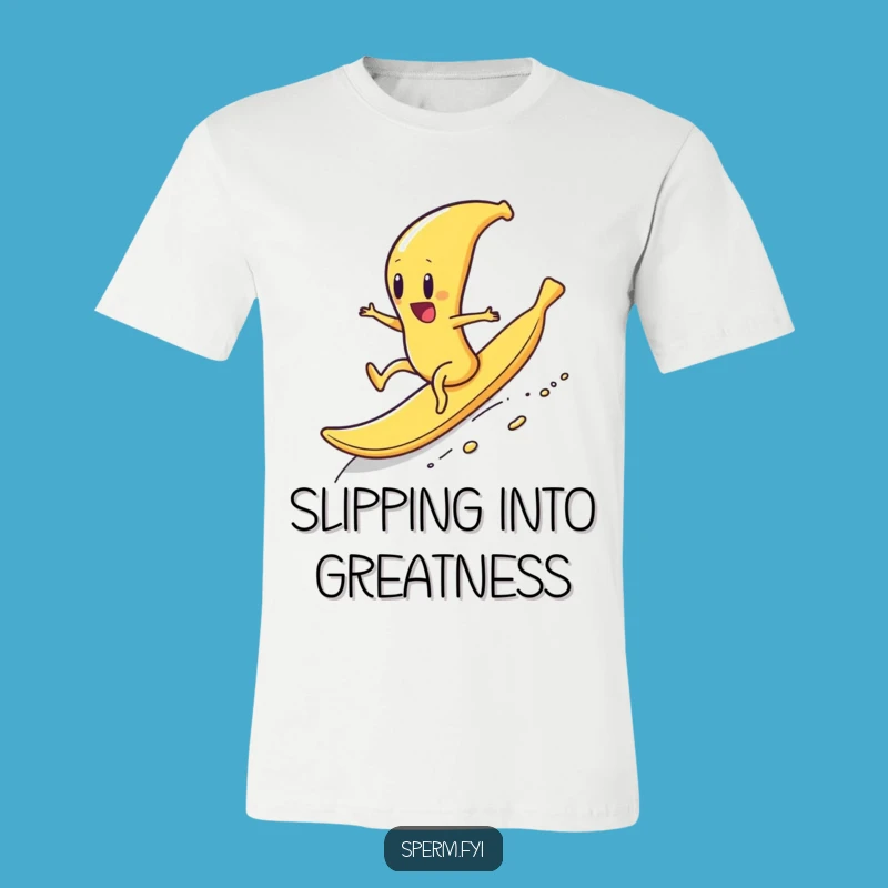 Funny Sperm Banana Peel T-Shirt: Ride into Laughter, Bold Humor Gift