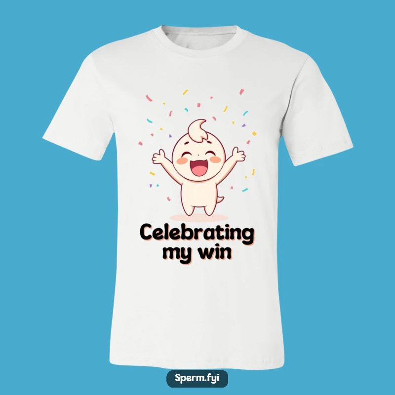 Funny T-Shirt: Happy Character Cheering Amidst Confetti Shower, Awesome Funny Gift