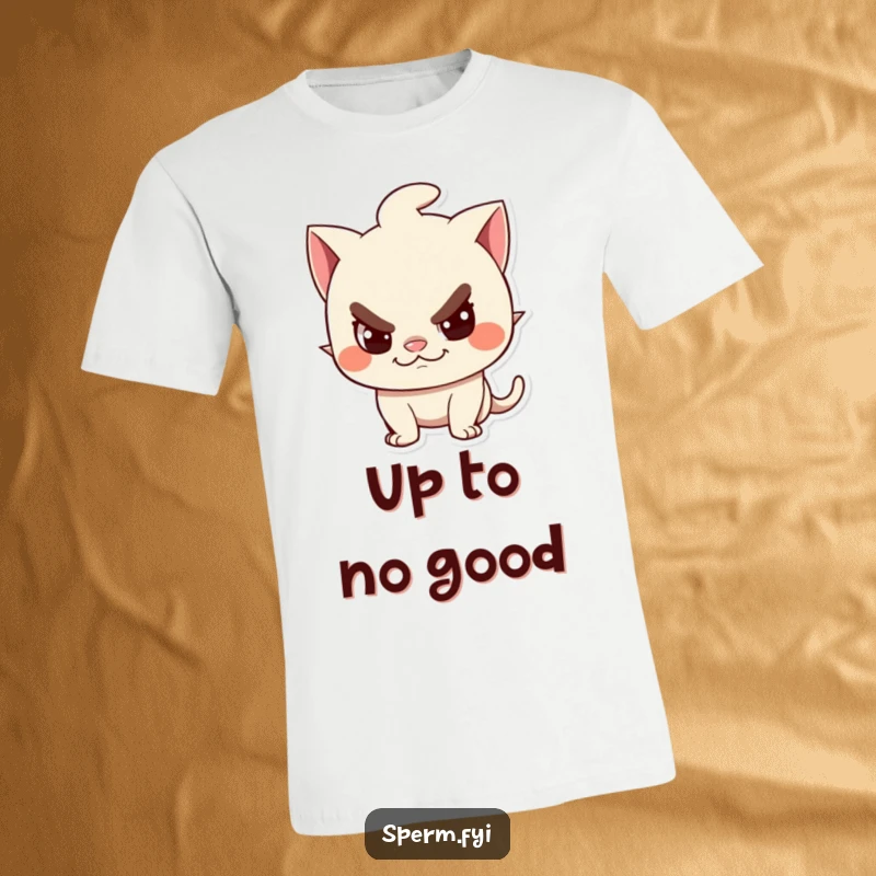 Funny T-Shirt: A character with a cunning, sly, playful grin, suggesting mischief and fun.