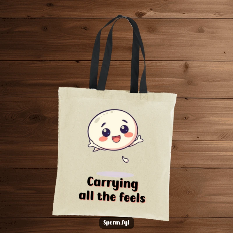Funny Tote Bag: A kawaii speech bubble character energetically bouncing, perfect for carrying your items with a smile.