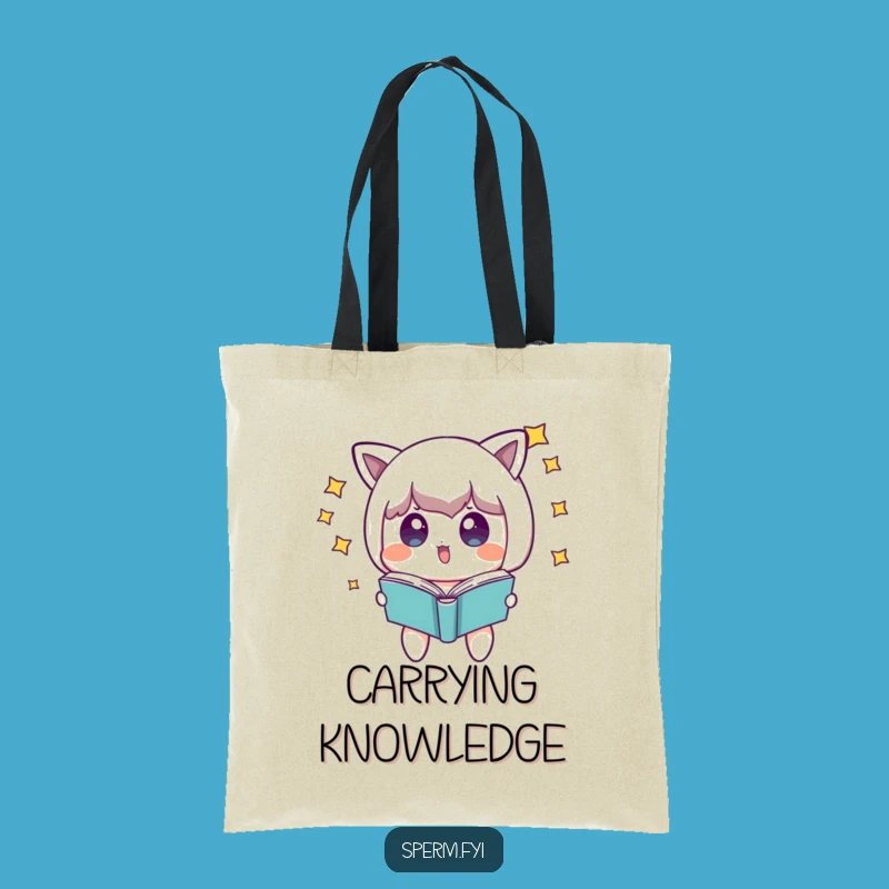 Funny Floating Book Tote Bag: Surprised Character's Magical Accessory