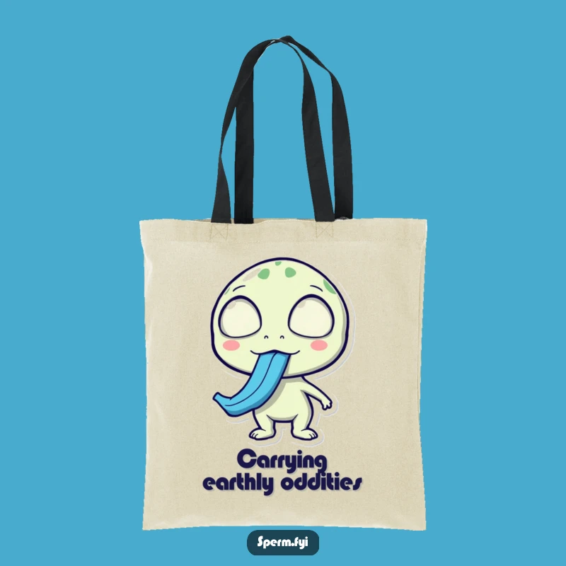 Funny Alien Tote Bag: Surprised Tongue Out, Eco-Friendly Quirky Gift