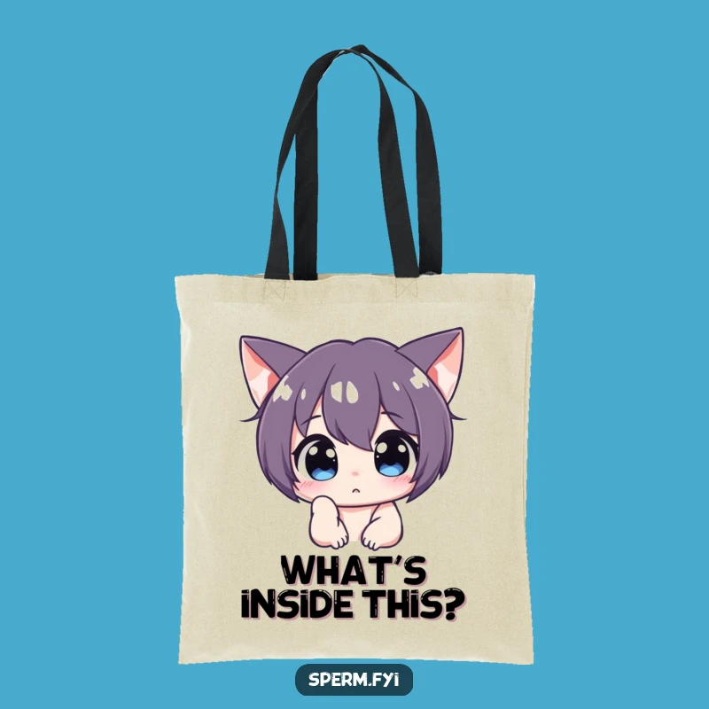 Funny Curious Character Tote Bag: Peering Carry-all, Eco-Friendly Funny Gift