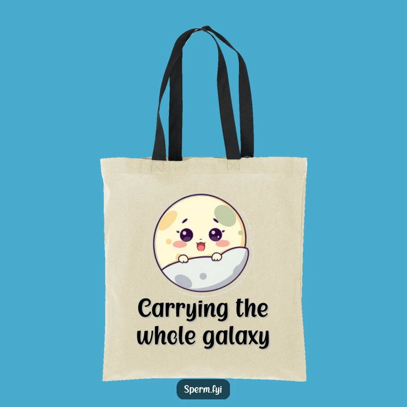 Funny Moon Peeking Tote Bag: Chic Surprise Space Accessory, Essential Funny Gift!