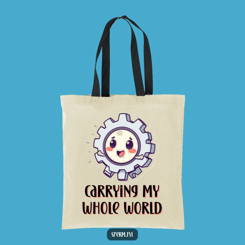 Funny Tote Bag: Playful Gear Character Spinning, a Chic and Humorous Carry-All Gift