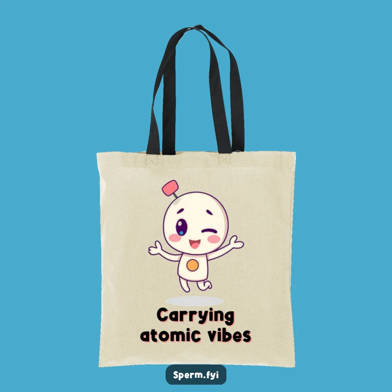 Funny Winking Atom Dance Tote Bag: Carry Your Energy Everywhere