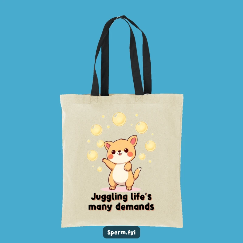 Funny Kawaii Juggler Tote Bag: Stylish Orb Balancing Act, Ideal Funny Gift for Everyday