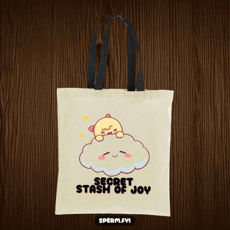 Funny tickling cloud tote bag, a character tickling a sleeping cloud, perfect for shopping and everyday use.